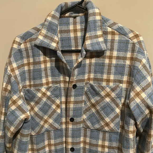 Blue & Tan Plaid Shacket - Picture 2 of 4